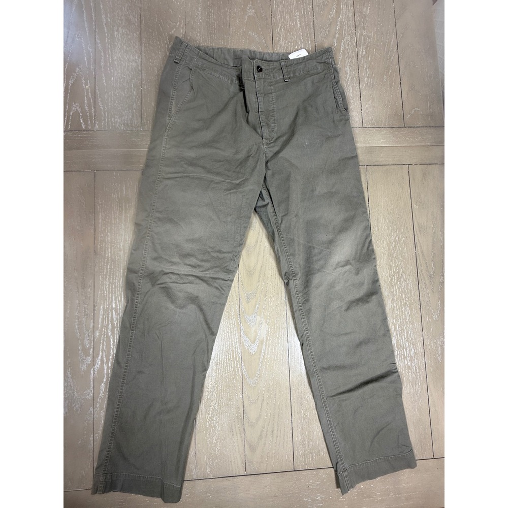 Buck Mason Chino Pants Mens 33 Olive Green Officer Pant Cotton Stretch